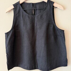 notPERFECTLINEN Bay-2 Linen Top Size M/L Black NWT